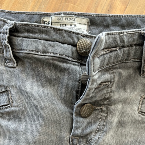 Free People Grey Moto Skinny Jeans 26 - Picture 5 of 10